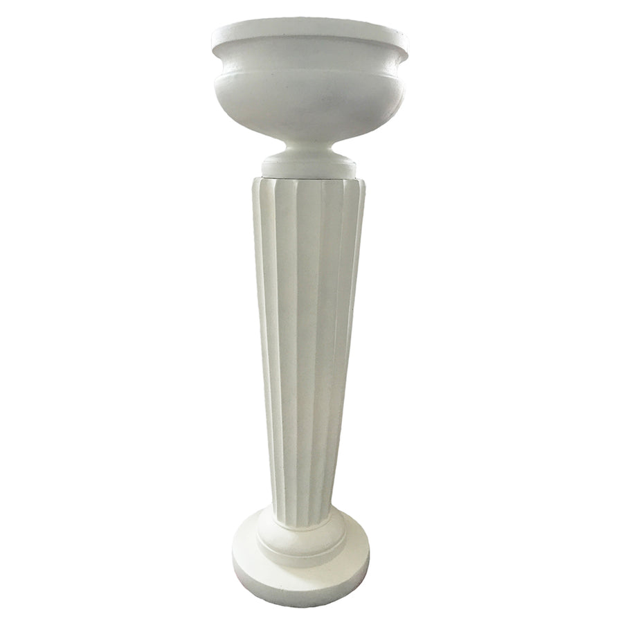 Kaspó tál posztamensen fehér színben, klasszikus vonalvezetéssel