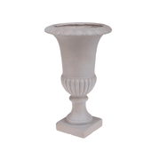 England homokszínű kaspó enyhén oldalnézetből, trombitaformájú kialakítás