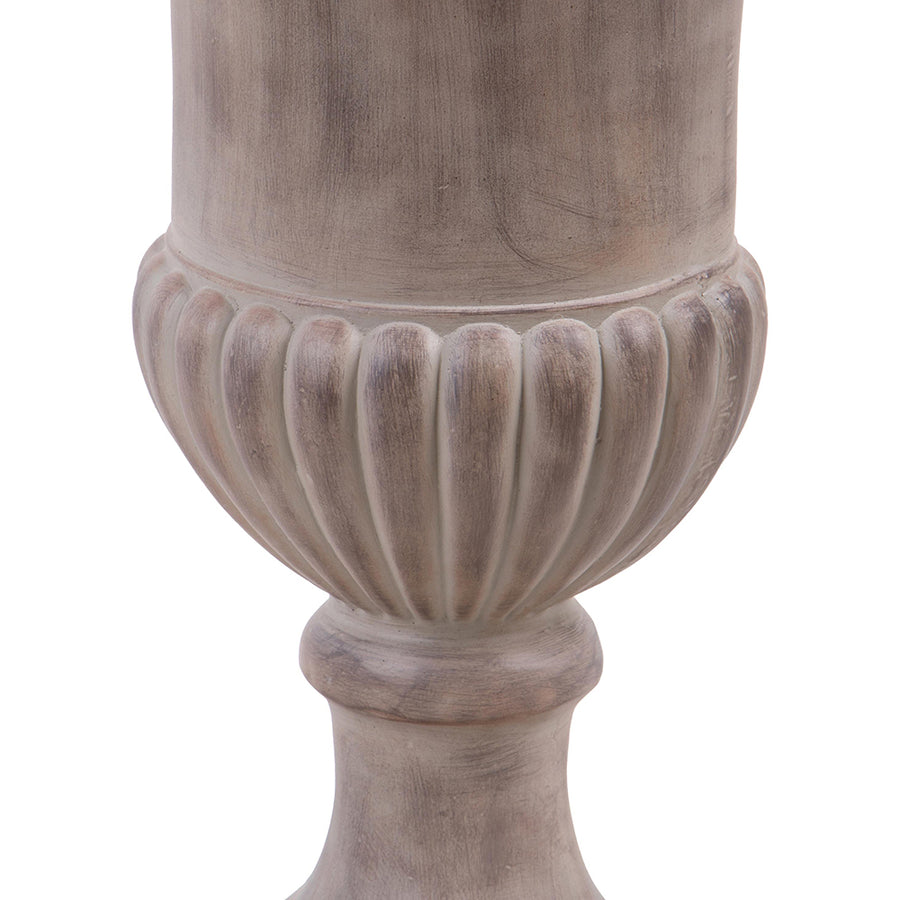 Antik homokszínű England kaspó kannelúrás részlet, kézzel antikolt felület