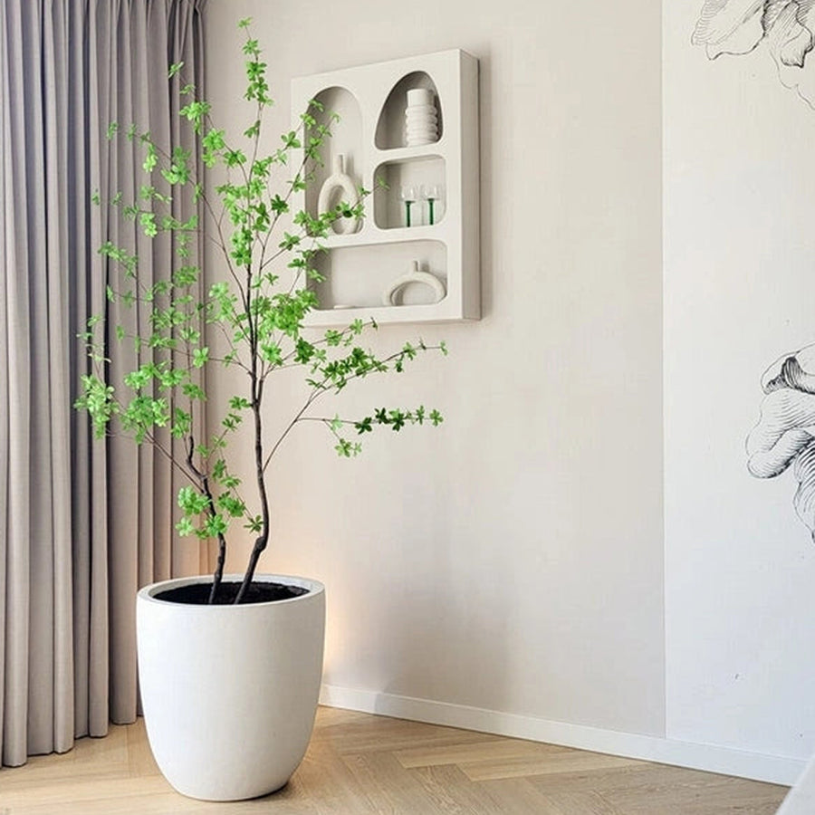 Enkianthus mű csengőbojt fa sarokban elhelyezve minimalista térben