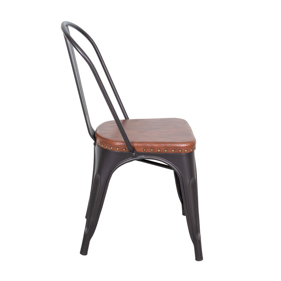 Factory ipari bisztró szék oldalnézet fém vázzal