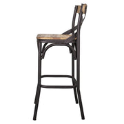 Factory loft bárszék oldalnézetben, keresztmerevítéses háttámlával