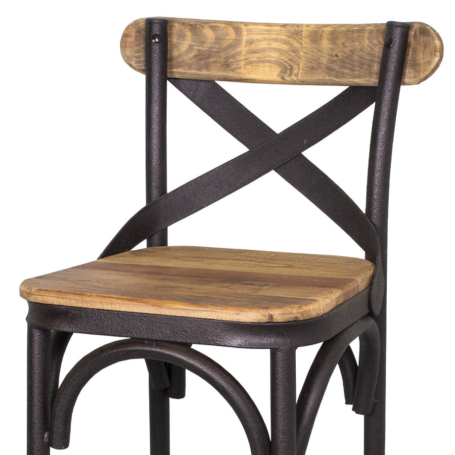 Factory loft bárszék háttámla X merevítéssel, rusztikus megjelenés