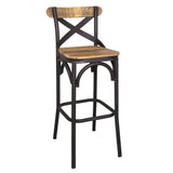 Factory loft bárszék fém vázzal és viaszos szilfa ülőlappal