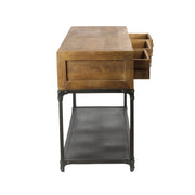 Teljesen kihúzott három fiók oldalsó nézetből, jól látható belső kialakítással