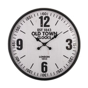 Vintage, loft stílusú, fémből készült, 60 cm átmérőjű, fekete-fehér színű nagy falióra