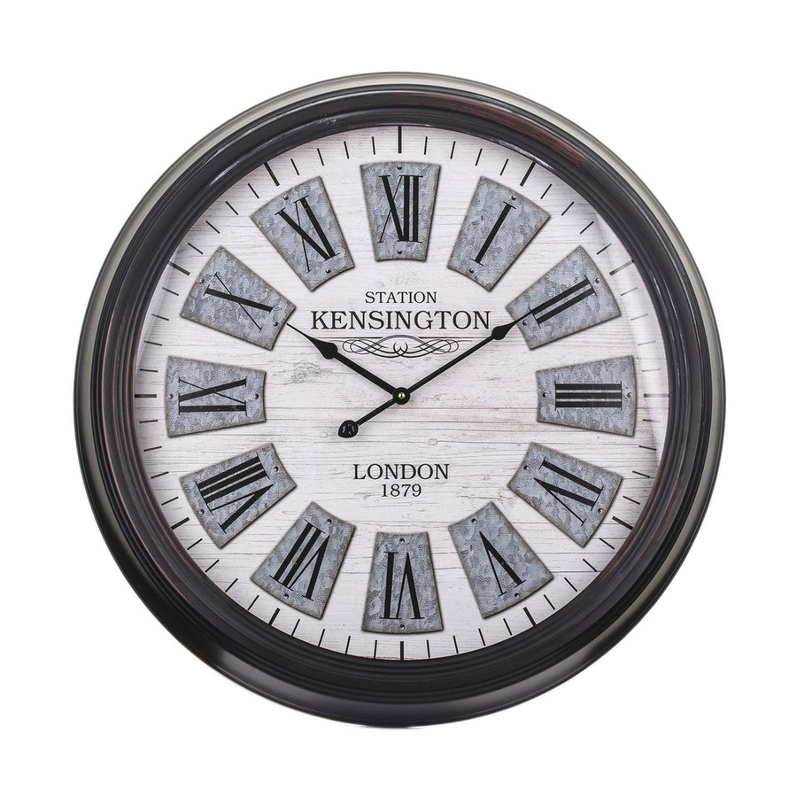 Vintage, loft stílusú, fémből készült, fekete-szürke színű nagy falióra.