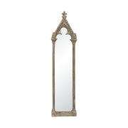 Historikus megjelenésű,, fából faragott, antikolt felületű falitükör.