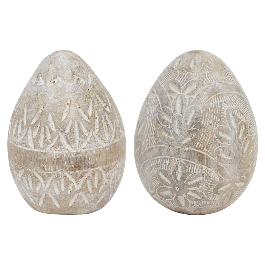 Mangófából faragott, húsvéti dekor tojás.