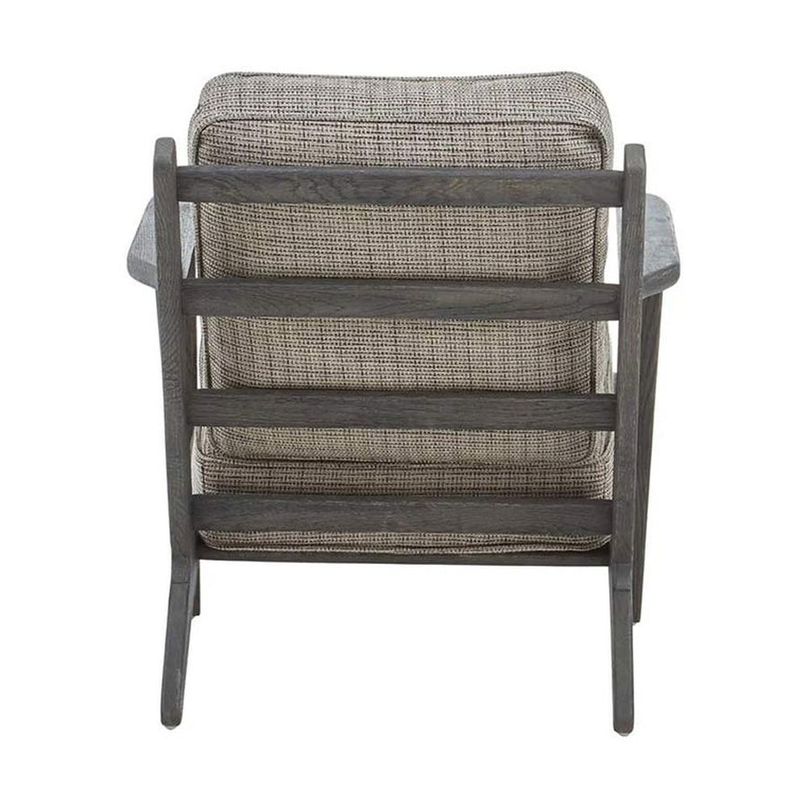 Amerikai tölgyből készült, szürke színű gyapjúpárnákkal kialakított fotel.