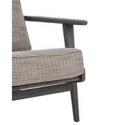 Amerikai tölgyből készült, szürke színű gyapjúpárnákkal kialakított fotel.