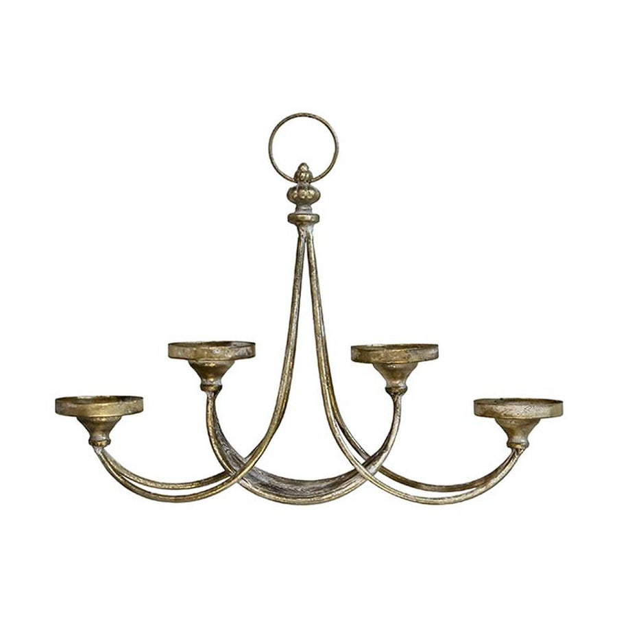 Rézszínű fémből készült, 4 ágú adventi gyertyatartó.