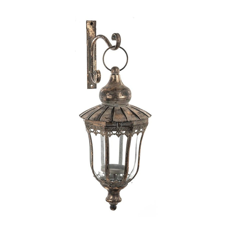 Antikolt felületű, konzolos fém fali lámpás.