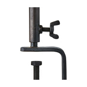 Fekete színű, vasból készült, kézműves gyertyatartó.