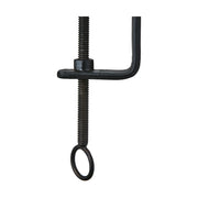 Fekete színű, vasból készült, kézműves gyertyatartó.