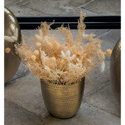 Antikolt felületű, rézszínű, kalapált fémből készült kézműves kaspó.