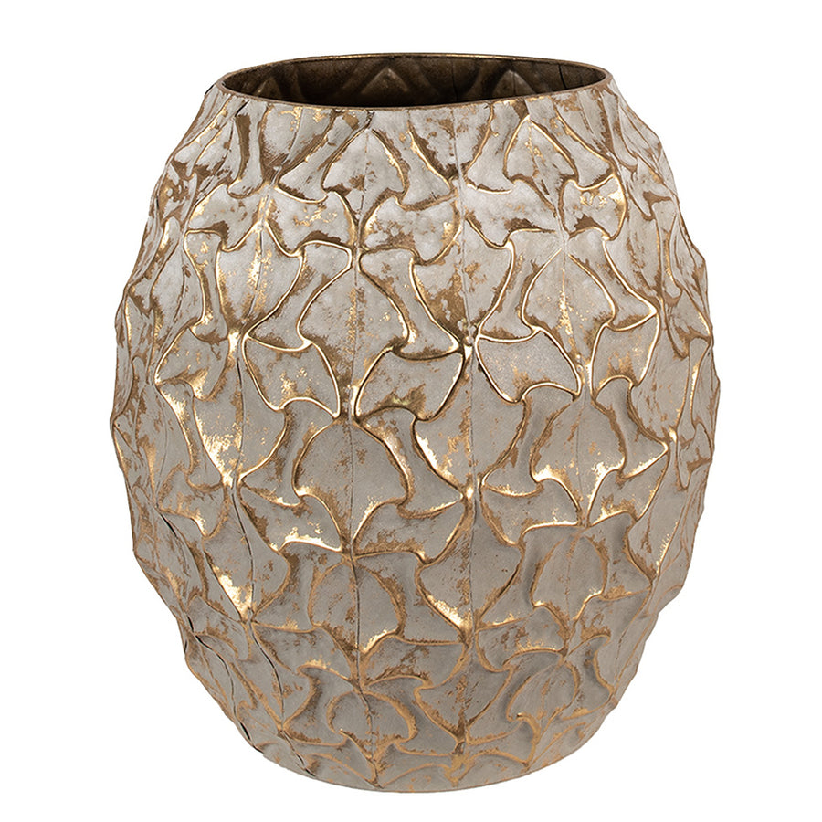 Antik arany színű,, dekor fém kaspó.