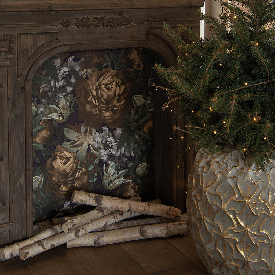 Antik arany színű,, dekor fém kaspó.