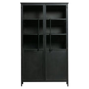 Fekete színű, kortárs design vitrines szekrény, modern, matt bevonattal.