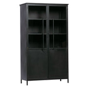 Fekete színű, kortárs design vitrines szekrény, modern, matt bevonattal.