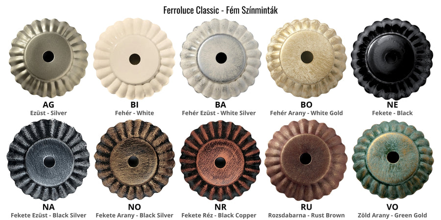 Ferroluce Classic fém színminta paletta.