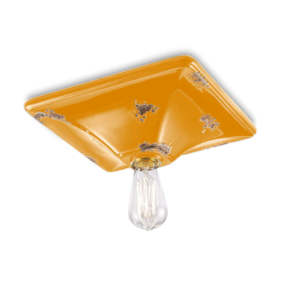 Ferroluce Retro Vintage kerámia mennyezeti lámpa 31 cm sárga kerámia lámpatesttel