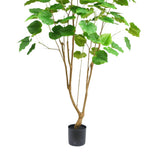 FICUS 180 cm-es mű fikusz fa barnás tónusú, elágazó törzseinek részlete és fekete, hengeres alapja.