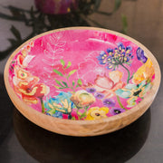 Fukszia szín, mangófából készült design tál.