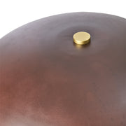 Barna színű, gomba formájú, fém design állólámpa.