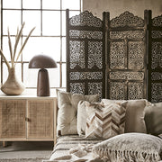 Barna színű, gomba formájú, fém design asztali lámpa.