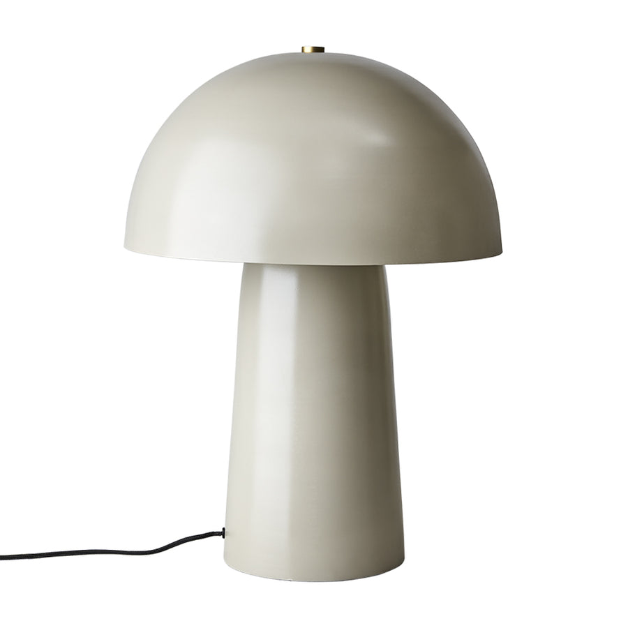 Bézs színű, gomba formájú, fém design asztali lámpa.