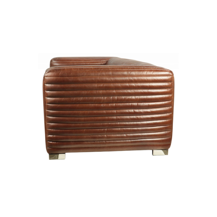 Georgio bőrkanapé oldalprofil, széles karfákkal