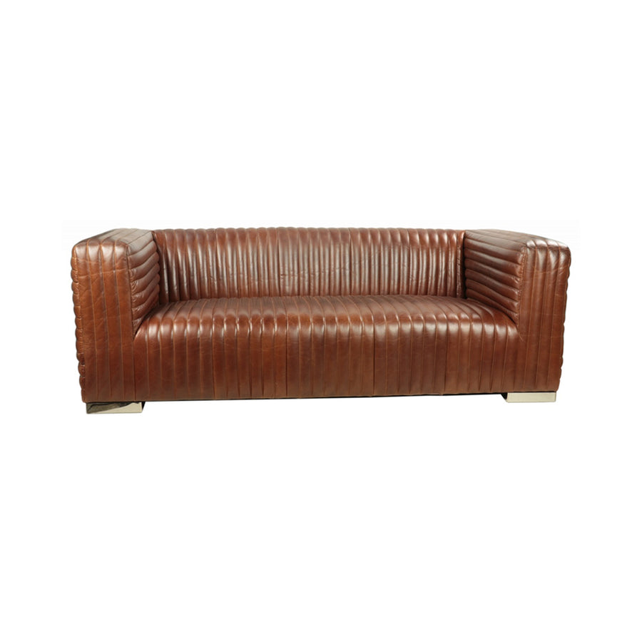 Georgio 3 személyes dohánybarna bőrkanapé elölnézet