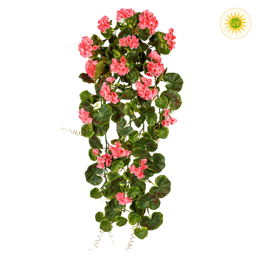 UV-álló csüngő mű muskátli halvány rózsaszín virágokkal 80 cm