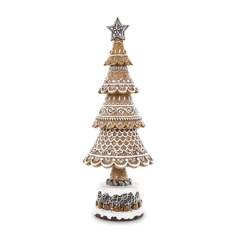 GINGERBREAD mézeskalács fenyőkúp 32 cm, fehér hátteres termékfotó.