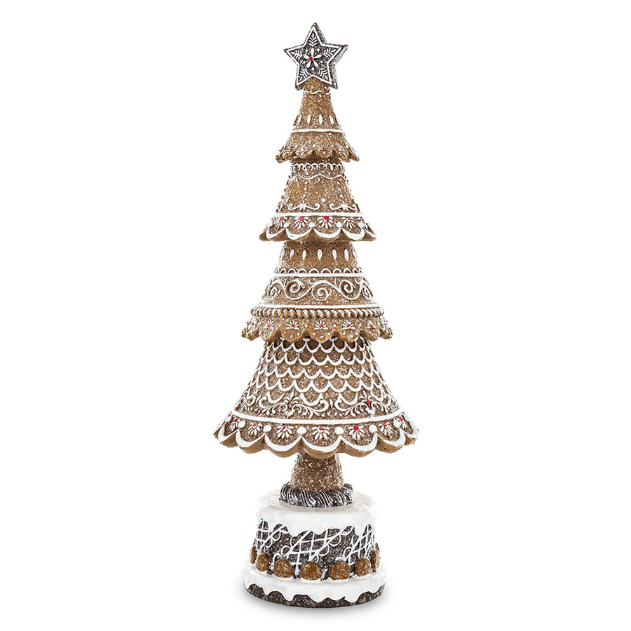 GINGERBREAD mézeskalács fenyőkúp 42 cm, fehér hátteres termékfotó.
