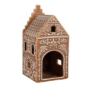 GINGERBREAD porcelán házikó mécsestartó hátoldali részletgazdag kialakítással
