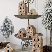 GINGERBREAD porcelán mécsestartó karácsonyi házikó dekorációs összeállításban