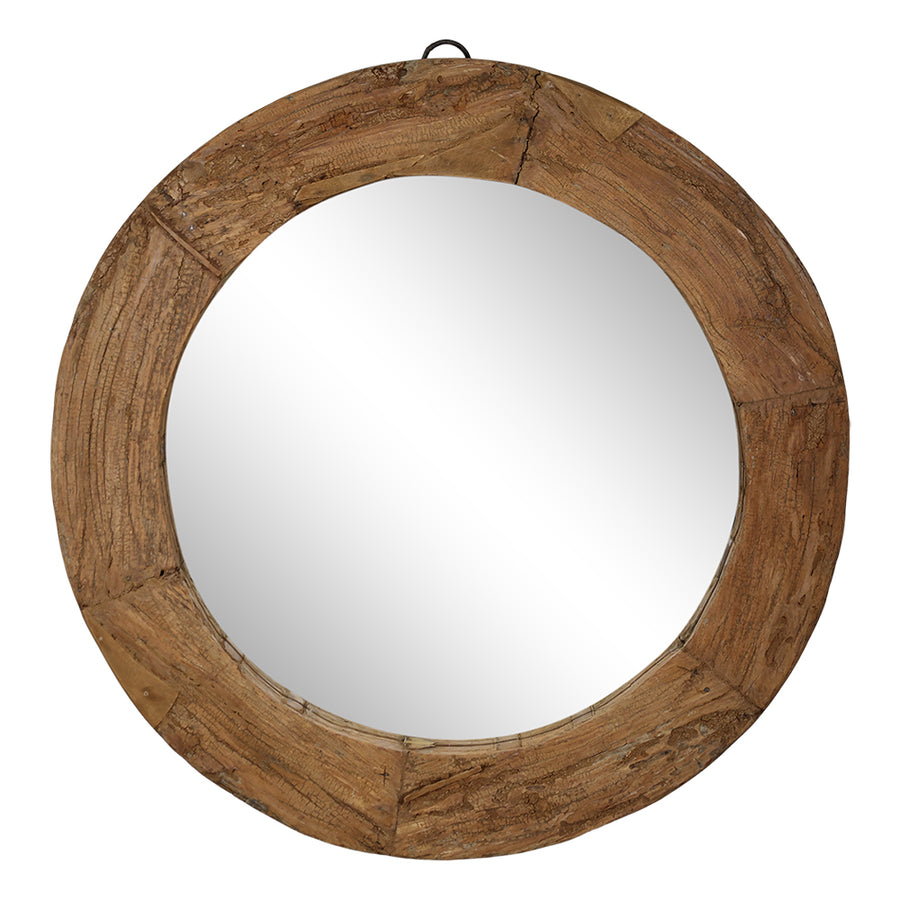 GRIMAUD rusztikus falitükör 100 cm, újrahasznosított fa kerettel – elölnézet