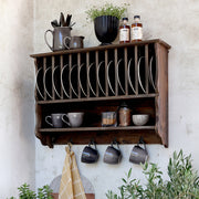 GRIMAUD rusztikus tányértartó fali polc 80 cm – falra szerelve, enteriőrben