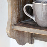 GRIMAUD rusztikus tányértartó fali polc – alsó polc és oldalelem közeli részlet