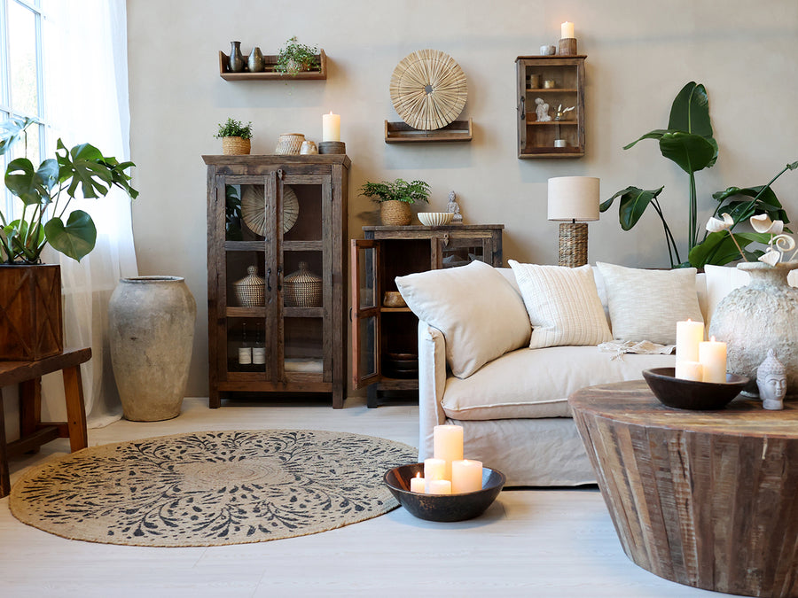 GRIMAUD rusztikus vitrines kisszekrény 100 cm