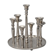 Impozáns 7 ágú ezüstszínű alumínium gyertyatartó Ø30 cm, a Gros kollekcióból. Glamour stílus, elegáns központi dekoráció ünnepekre és otthonába.