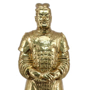 Arany színű, 110 cm magas, kínai harcost ábrázoló műgyanta szobor..
