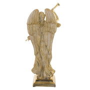 Aranyszínű, harsonás karácsonyi angyal figura.