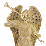 Aranyszínű, harsonás karácsonyi angyal figura.