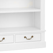 A HARVARD könyvszekrény részletfotója, elegáns fehér felülettel és fiókos kialakítással