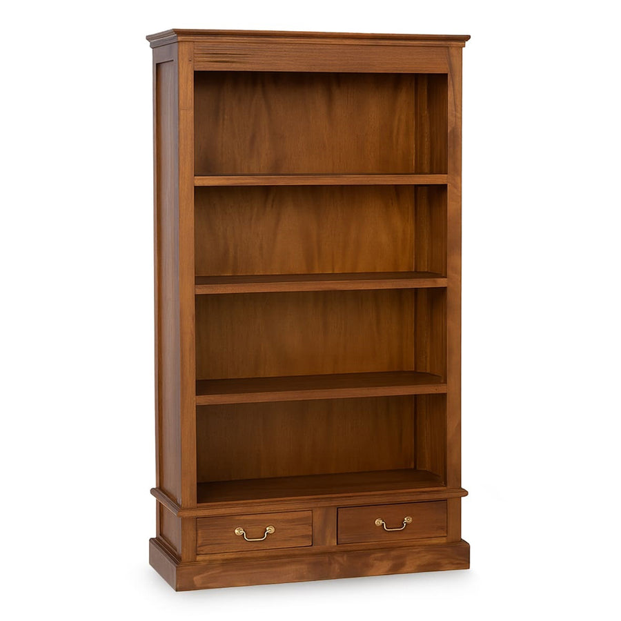 HARVARD könyvszekrény perspektivikus nézetben, elegáns mahagóni felülettel