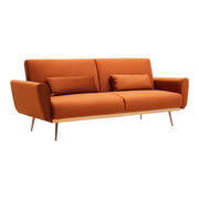 HATTON sötét narancs bársony kanapéágy 211 cm