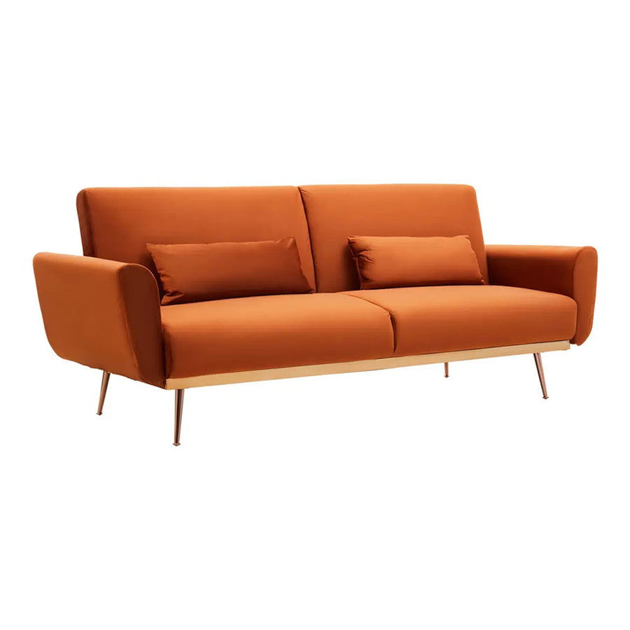 HATTON sötét narancs bársony kanapéágy 211 cm